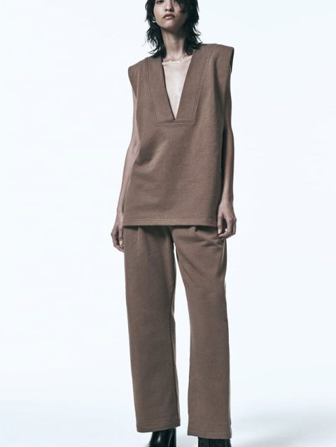 Darted Cotton Trousers